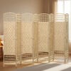 8 Panel Folding Room Divider, Portable Privacy Screen, Wave Fiber Room Partition for Home Office, Natural