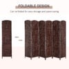 6ft Folding Room Divider, 6 Panel Wall Partition with Wooden Frame for Bedroom, Home Office, Brown