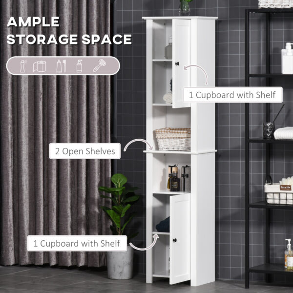 Tall Medicine Cabinet, Freestanding Bathroom Storage Cabinet with Shelves and 2 Cupboards, Bathroom Organizer, White