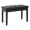 30" Piano Bench with Padded Cushion and Storage, Faux Leather Keyboard Bench with Solid Wood Legs, Black
