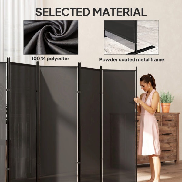 6 Panel Room Divider, 6 Ft Folding Privacy Screen, Portable Freestanding Partition Wall Divider, Charcoal Grey