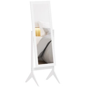 nzN71f19c56ac9f00.jpg Full Length Mirror, Free Standing Full Body Mirror with Rectangular Frame, Adjustable Angle for Dressing Room, Bedroom, Living Room, White
