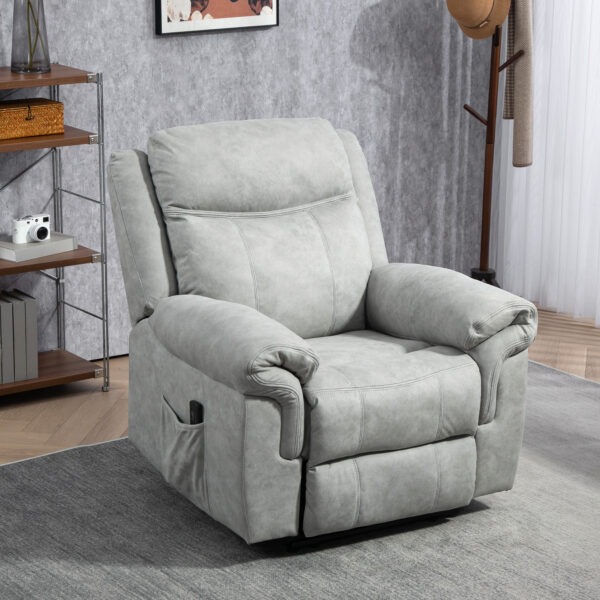 Manual Recliner Chair with Vibration Massage, Thick Foam Padding, Side Pockets for Living Room, Grey