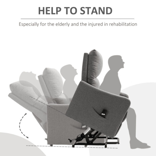 Electric Lift Recliner Chair Rising Power Chaise Lounge Fabric Sofa with Remote Control & Side Pocket for Living Room