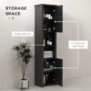 Tall Medicine Cabinet, Freestanding Bathroom Storage Cabinet with Shelves and 2 Cupboards, Bathroom Organizer, Black