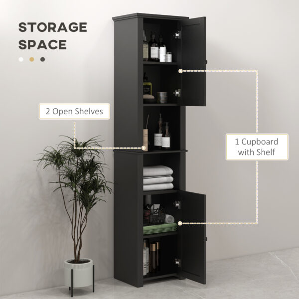 Tall Medicine Cabinet, Freestanding Bathroom Storage Cabinet with Shelves and 2 Cupboards, Bathroom Organizer, Black