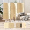 6-Panel Room Divider, 5.6 FT Freestanding Folding Privacy Screen, Partition Wall Divider, Natural Wood