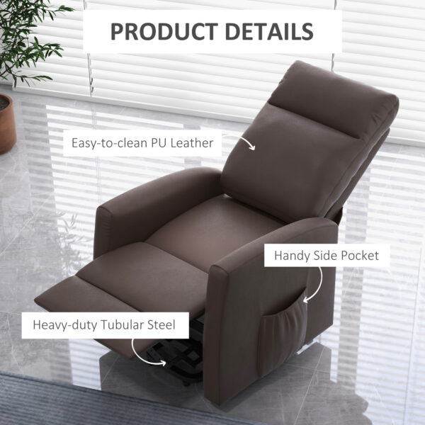 Power Lift Recliner Chair with Remote Control Side Pocket for Living Room Home Office Study Brown
