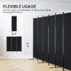 6 Panel Room Divider, 6 Ft Folding Privacy Screen, Portable Freestanding Partition Wall Divider, Black