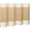 8 Panel Folding Room Divider, Portable Privacy Screen, Wave Fiber Room Partition for Home Office, Natural