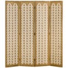 4 Panel Room Divider, 5.6ft Tall Wood Folding Privacy Screens, Freestanding Partition Wall Dividers, Light Brown