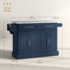 Rolling Kitchen Island with Stainless Steel Top, Kitchen Trolley with 2 Drawers, Cabinets, Towel/Spice/Knife Rack, Blue