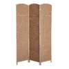 6ft Folding Room Divider, 3 Panel Wall Partition with Wooden Frame for Bedroom, Home Office, Natural