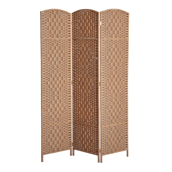 6ft Folding Room Divider, 3 Panel Wall Partition with Wooden Frame for Bedroom, Home Office, Natural