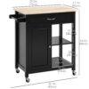 os50de18e564c420f.jpg Rolling Kitchen Cart with Wood Top and Drawer, Kitchen Island on Wheels for Dining Room, Black | Aosom Canada