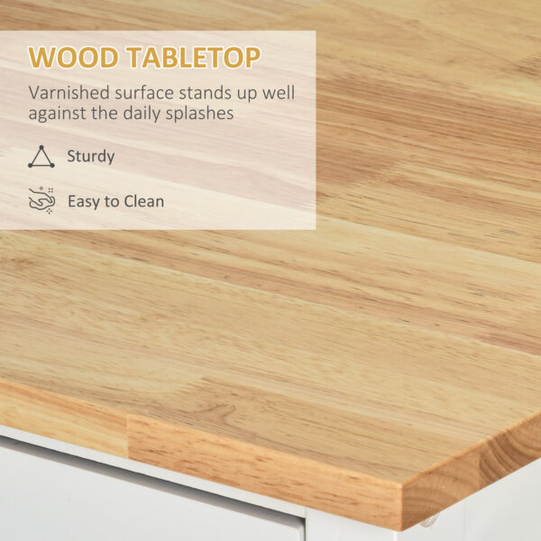 Wooden Rolling Kitchen Island on 360° Swivel Wheels Dining Cart with Drawer, Towel Rack for Kitchen, White