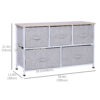 Linen Drawer Cabinet Organizer Storage Dresser Tower with 5 Removable Drawer Metal Frame Adjustable Feet for Living Room, Kitchen, Bathroom, Grey