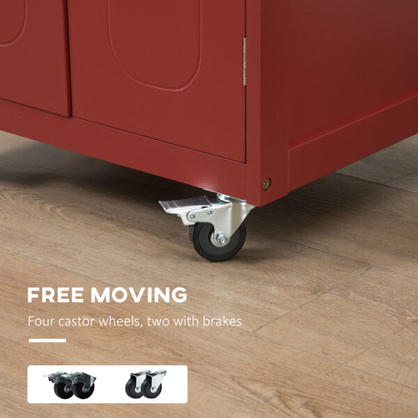 pEV6a018e5670c640.jpg Kitchen Cart, Small Kitchen Island, Stainless Steel Top Utility Trolley on Wheels with Storage Drawer for Dining Room, Kitchen, Red