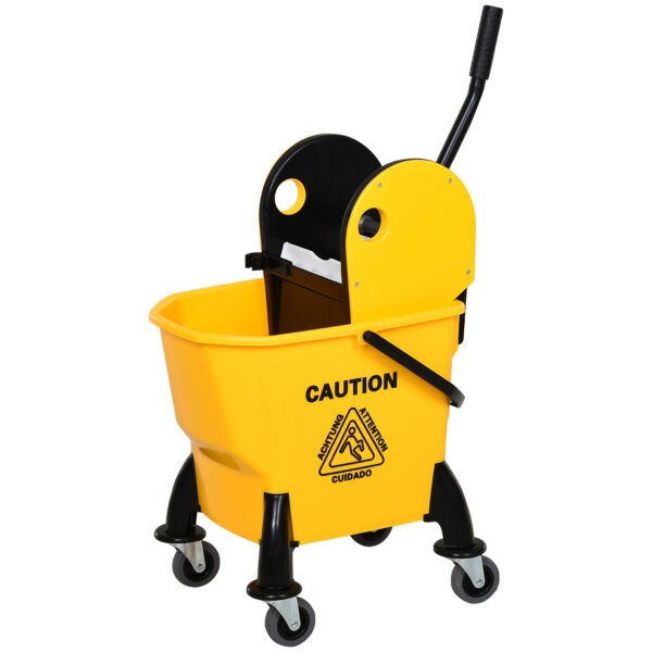 pRZ76019bb73d88ff.jpg 6.9 Gal/26L Mop Bucket, Mop Bucket with Wringer, Wheels and Handle, Yellow