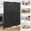 5.6 Ft Tall Folding Room Divider, 6-panel Portable Privacy Screen, Hand-Woven Partition Wall Divider, Black