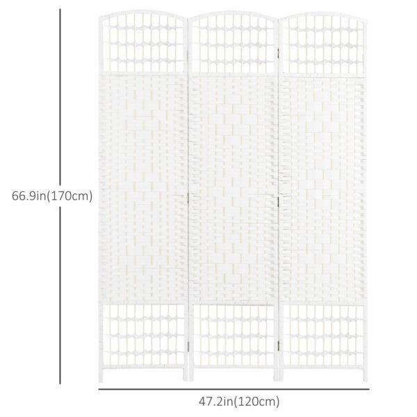 q4128d194968ad01f.jpg 3 Panel Folding Room Divider, Portable Privacy Screen, Wave Fiber Room Partition for Home Office, White
