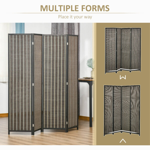 4 Panel Room Divider, 6 Ft Tall Indoor Portable Folding Privacy Screens, Bamboo Hand-Woven Freestanding Partition Wall Divider for Home Office, Brown