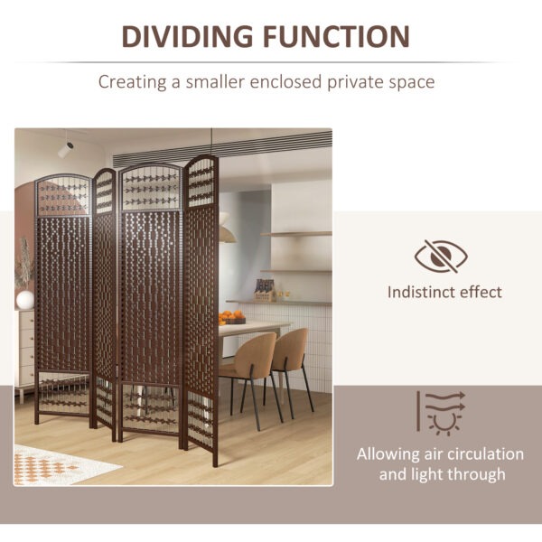 qQpc6d197410e74ab.jpg 4 Panel Folding Room Divider, Portable Privacy Screen, Wave Fiber Room Partition for Home Office, Brown