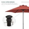 6.6FT Patio Umbrella, Outdoor Parasol with 6 Solid Ribs, Wine Red