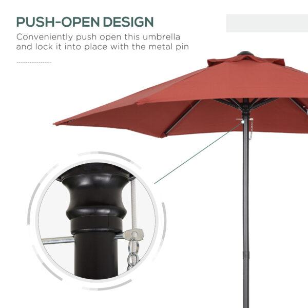 6.6FT Patio Umbrella, Outdoor Parasol with 6 Solid Ribs, Wine Red