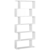 76" 6-Tier Geometric Wooden Bookcase S Shaped Storage Display Bookshelf Modern shelf Open Concept Living Room Home Office Furniture, White