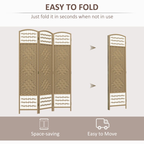 qvcd2e19496e91903.jpg 3 Panel Folding Room Divider, Portable Privacy Screen, Wave Fiber Room Partition for Home Office, Natural