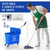 Compact Mop Bucket with Wringer, Mop Bucket on Wheels for Floor Cleaning, 5 Gallon, Separate Dirty and Clean Water, Blue