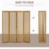 4 Panel Room Divider, 5.6ft Tall Wood Folding Privacy Screens, Freestanding Partition Wall Dividers, Light Brown