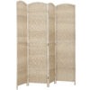 6 Ft Tall Folding Room Divider, 4 Panel Portable Privacy Screen, Hand-Woven Partition Wall Divider, Light Oak