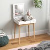 Makeup Vanity Table with Flip-up Mirror, Modern Dressing Table with 2 Drawers for Bedroom, White