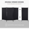 6' 3 Panel Room Divider, Double Hinged Folding Wall Divider, Indoor Privacy Screen for Home Office, Black