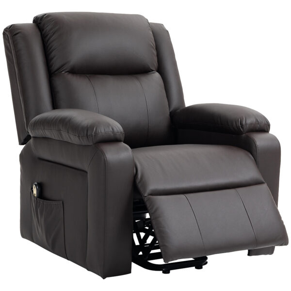 Lift Chair for Seniors, PU Leather Upholstered Electric Recliner Chair with Remote, Side Pockets, Quick Assembly, Brown