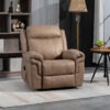 Manual Recliner Chair with Vibration Massage, Side Pockets, Microfibre Reclining Chair Nursing Chair for Living Room, Brown