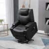 Power Lift Recliner Chair for Elderly, PU Leather Lift Chair with Footrest, Remote Control, Side Pockets and Cup Holders, Reclining Sofa for Living Room, Black