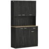 rlad22189df9af051.jpg 71" Kitchen Buffet with Hutch, Freestanding Kitchen Cabinet with Doors, Drawers, Microwave Counter, Black