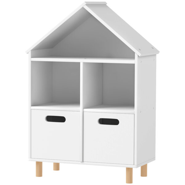 Qaba 3 Tier Kids Bookshelf with Two Drawers, for Bedroom, Kids Room, White