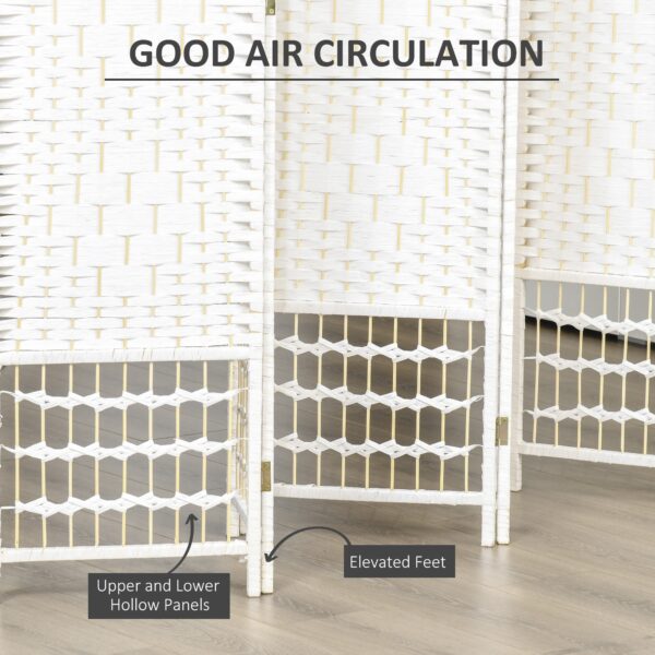 6 Panel Room Divider, 5.6 ft Tall Folding Privacy Screen, Wave Fiber Freestanding Partition Wall Divider for Home Office, White