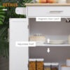 Kitchen Trolley Mobile Kitchen Island on Wheels Serving Cart Wooden Storage w/ Drawer and Towel Bar White