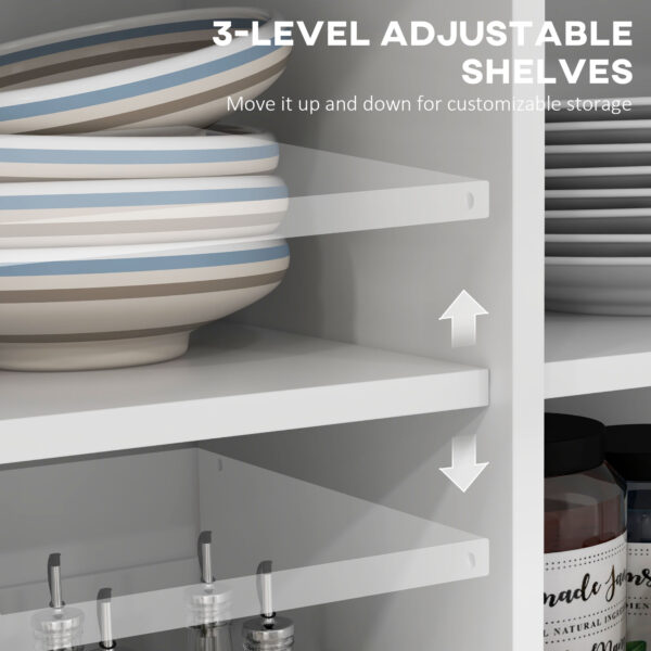 Rolling Kitchen Island with Drop Leaf Wood Breakfast Bar, Farmhouse Kitchen Cart with 2 Drawers, Adjustable Shelves for Dining Room (White)