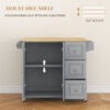 Kitchen Island on Wheels, Kitchen Cart with Drop Leaf, Drawers, Grey