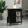 t85f431970f9f5565.jpg Rolling Kitchen Cart with Wood Top and Drawer, Kitchen Island on Wheels for Dining Room, Black | Aosom Canada