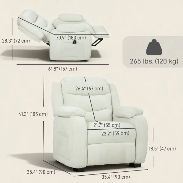 tEse6619c27ff6eb9.jpg Massage Recliner Chair, Power Recliner with Quiet Brushless Motor, Remote, Pockets, 2 Memory Positions, Beige