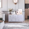 Linen Drawer Cabinet Organizer Storage Dresser Tower with 5 Removable Drawer Metal Frame Adjustable Feet for Living Room, Kitchen, Bathroom, Grey