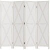 4-panel Wall Partition Farmhouse Room Separator with Foldable Design Wooden Frame 5.6FT, White