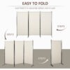 6' 3 Panel Room Divider, Double Hinged Folding Wall Divider, Indoor Privacy Screen for Home Office, Beige